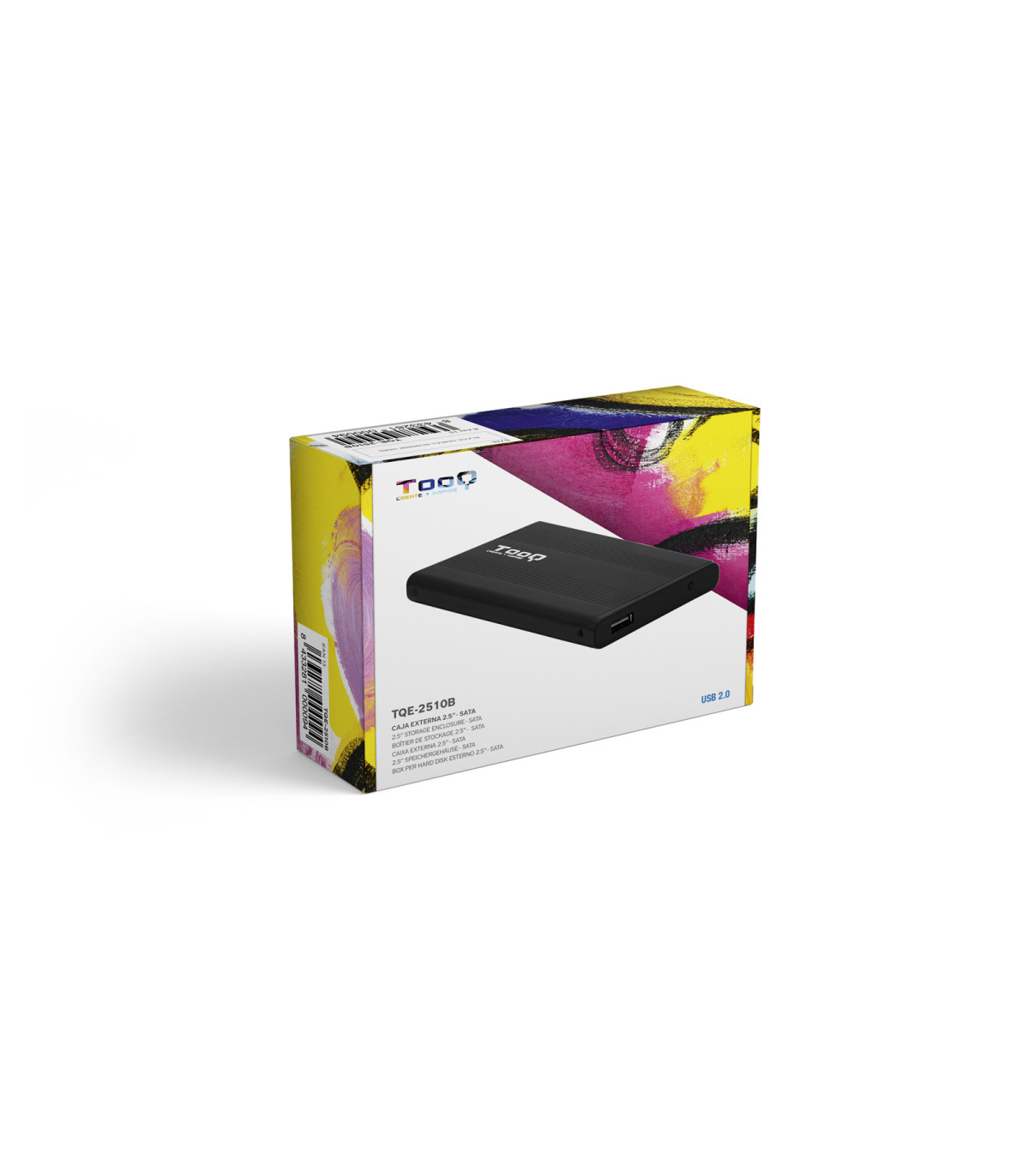 Caja externa tooq tqe - 2510b hdd - ssd 2.5 pulgadas 9.5mm sata usb 2.0 negra