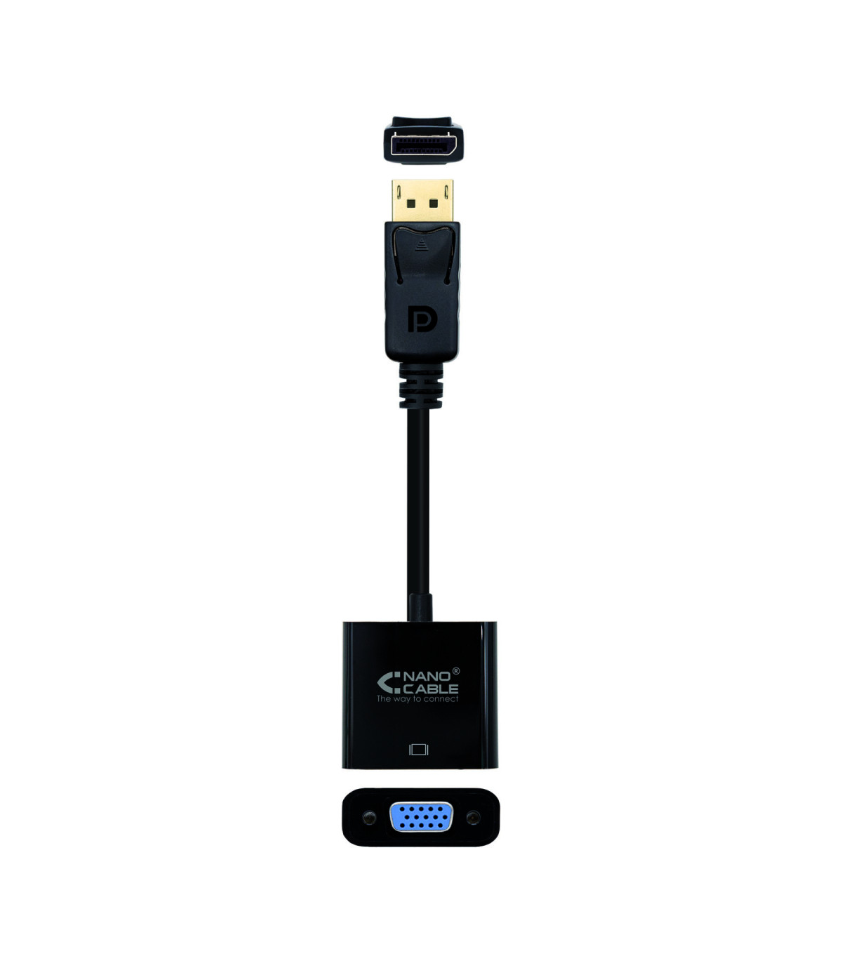 Adaptador displayport a svga nanocable macho - hembra 15cm negro