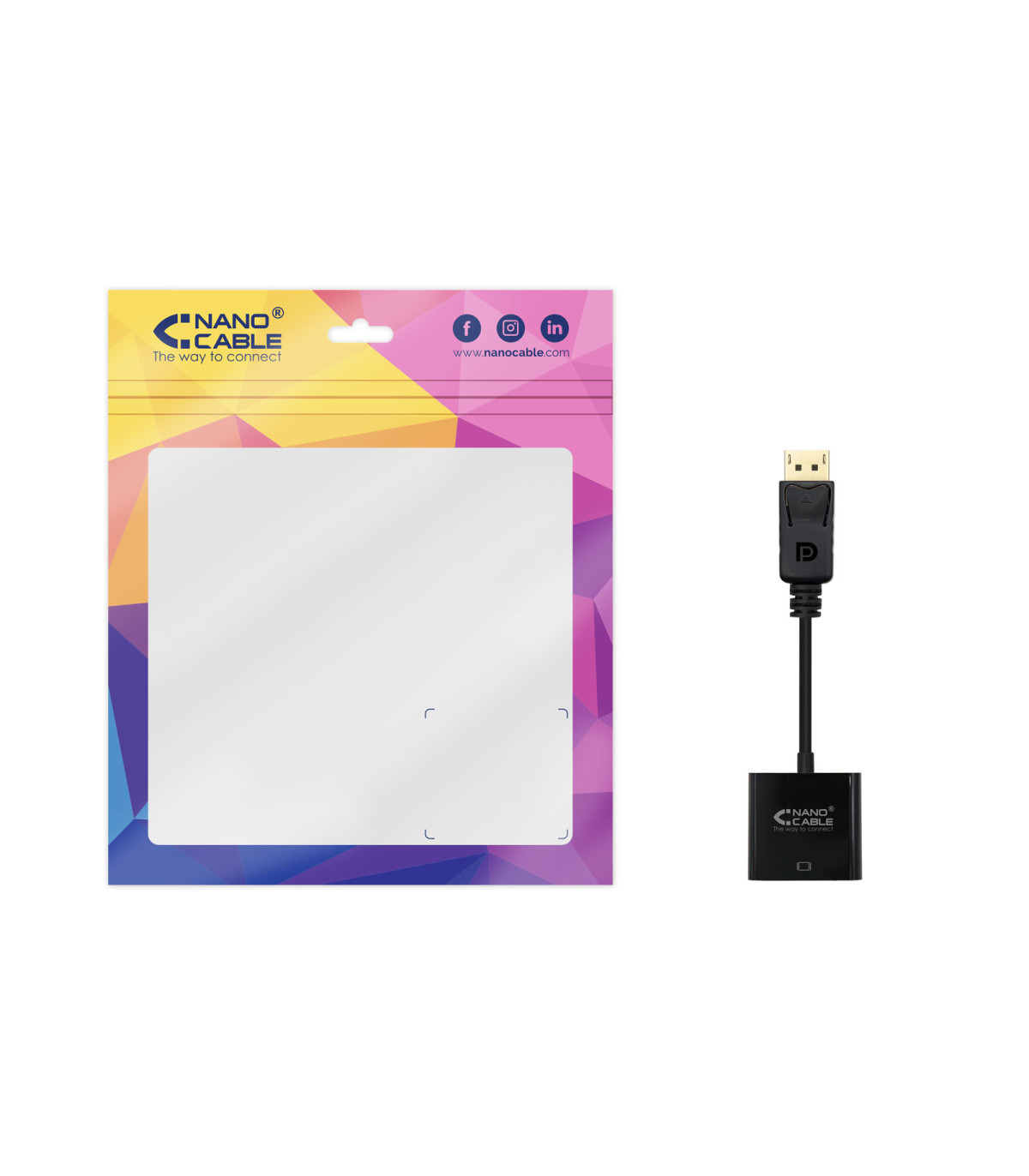 Adaptador displayport a svga nanocable macho - hembra 15cm negro