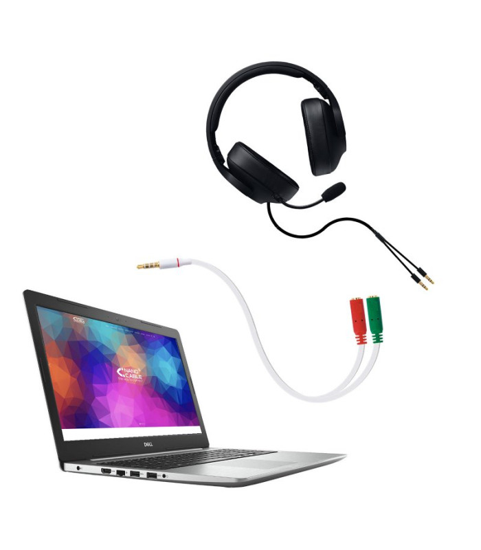 Cable audio 1 x 3.5mm a 2 x jack 3.5mm nanocable -  macho - hembra -  20cm