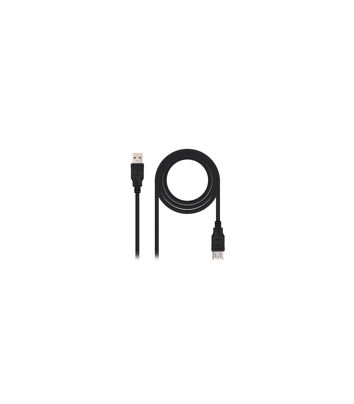 Cable alargador nanocable usb - a 2.0 a usb - a 2.0 1m -  macho - hembra -  negro