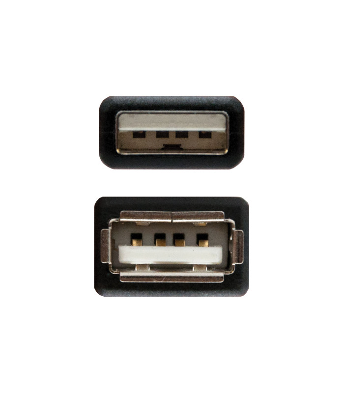 Cable alargador nanocable usb - a 2.0 a usb - a 2.0 1m -  macho - hembra -  negro