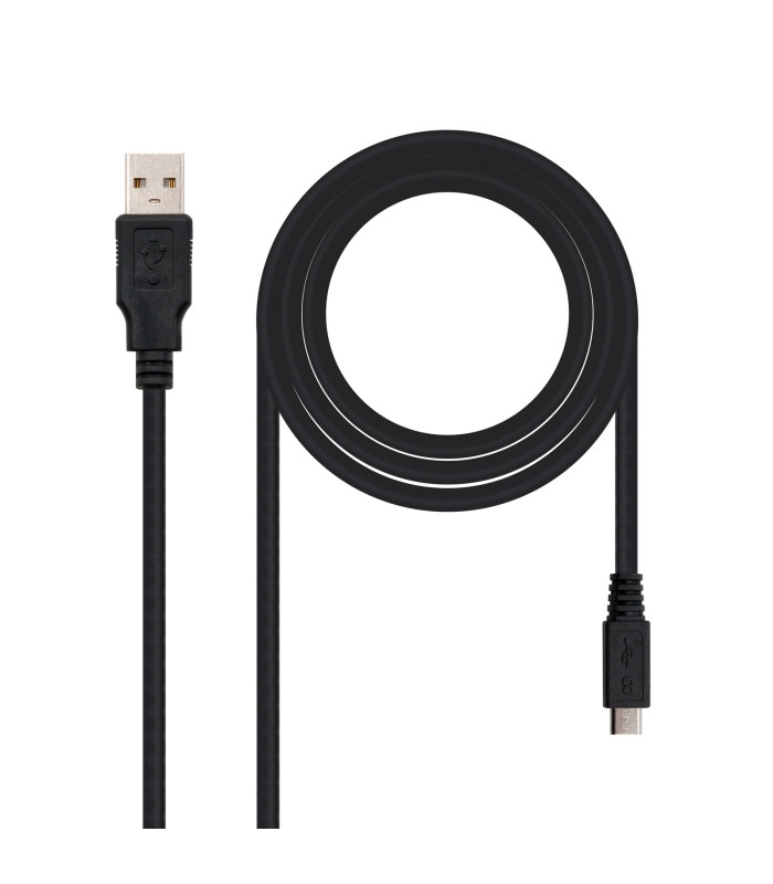 Cable usb 2.0 a micro usb nanocable 0.8m -  macho - hembra -  negro