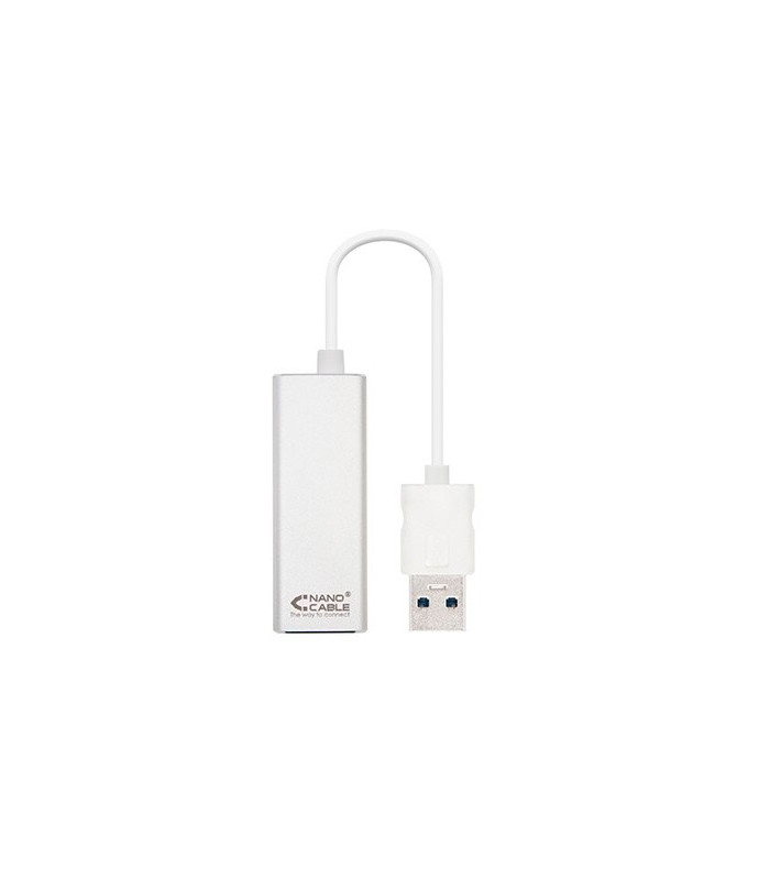Cable conversor usb 3.0 a gigabit ethernet nanocable 10 - 100 - 1000mbps 15cm -  macho - hembra -  aluminio