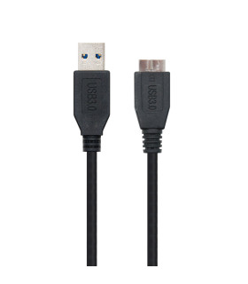 Cable usb 3.0 tipo a a micro usb tipo b nanocable 2m - macho - macho - negro