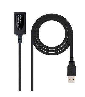 Cable amplificador de señal usb nanocable macho a hembra negro 5m