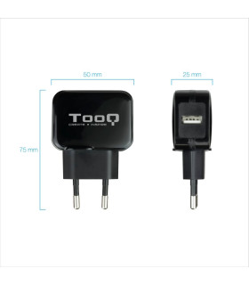 Cargador de pared tooq usb - 12w - negro
