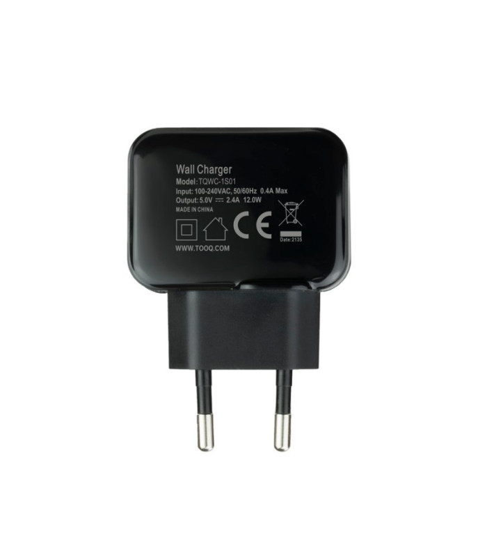 Cargador de pared tooq usb -  12w -  negro