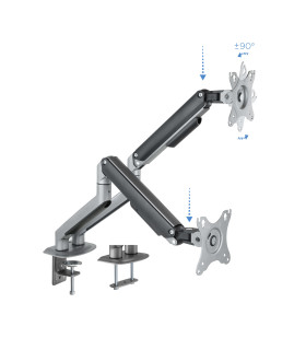Soporte de mesa tv tooq 17 - 32 pulgadas 2 pantallas gris