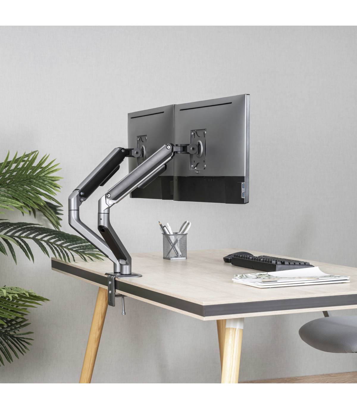 Soporte de mesa tv tooq 17 - 32 pulgadas 2 pantallas gris