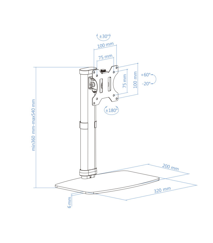 Soporte de mesa tv tooq 17 - 27 pulgadas blanco