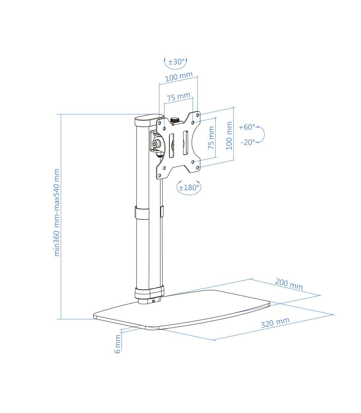 Soporte de mesa tv tooq 17 - 27 pulgadas blanco