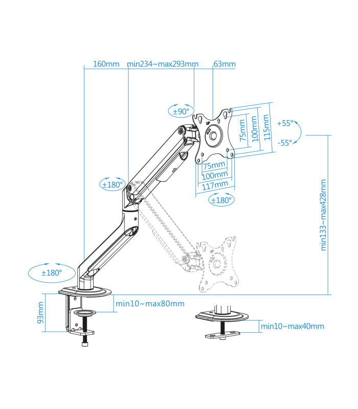 Soporte de mesa tv tooq 17 - 32 pulgadas blanco