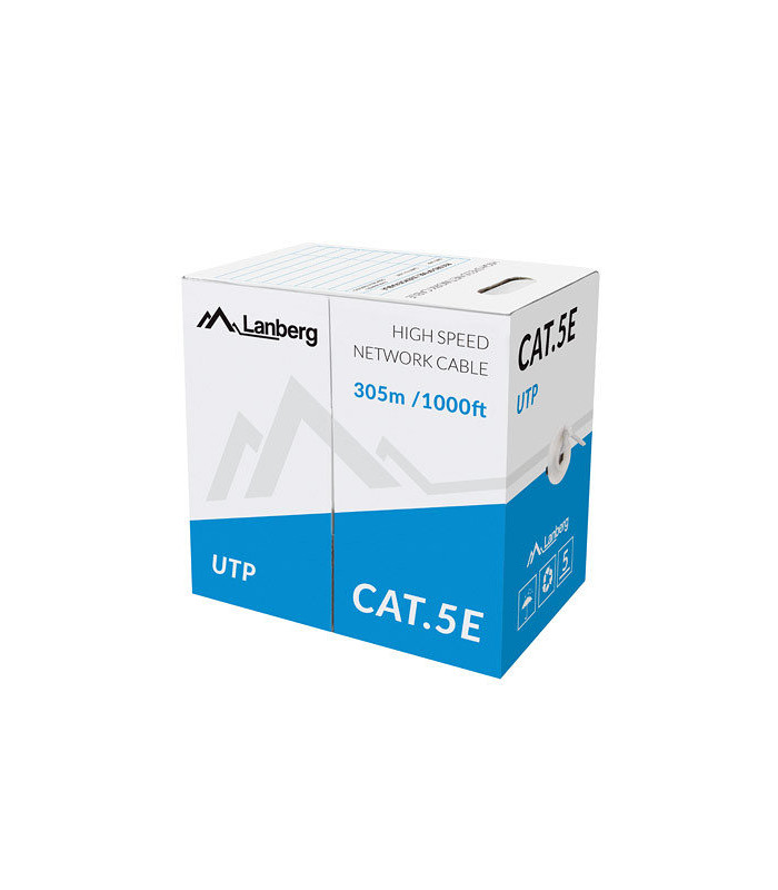 Bobina cat.5e lanberg utp 305m rj45 solid cobre fluke tested awg24 cpr gris