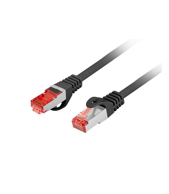 Cable red lanberg latiguillo cat.6 s - ftp lszh cu 0.25m negro fluke passed