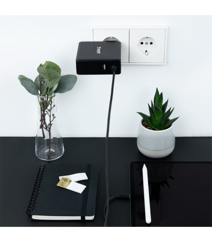 Cargador portatil tooq tqlc - usbc90pd 90w usb tipo c negro