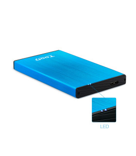 Caja externa tooq tqe - 2527bl para hdd 2.5 pulgadas 9.5mm sata 3 usb 3.0 - 3.1 azul