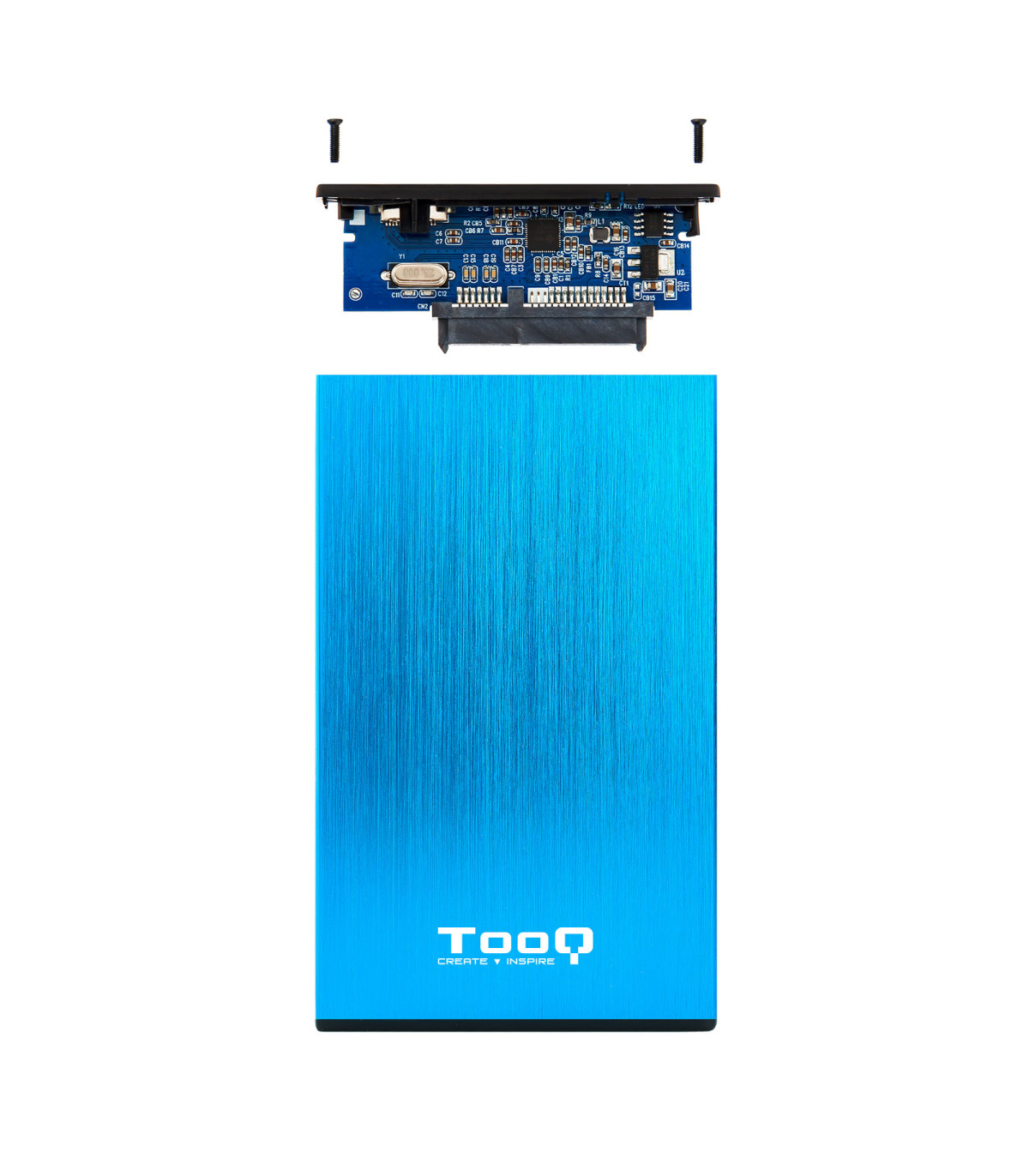 Caja externa tooq tqe - 2527bl para hdd 2.5 pulgadas 9.5mm sata 3 usb 3.0 - 3.1 azul