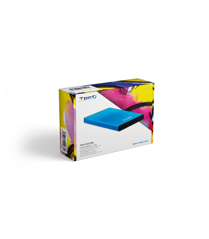 Caja externa tooq tqe - 2527bl para hdd 2.5 pulgadas 9.5mm sata 3 usb 3.0 - 3.1 azul
