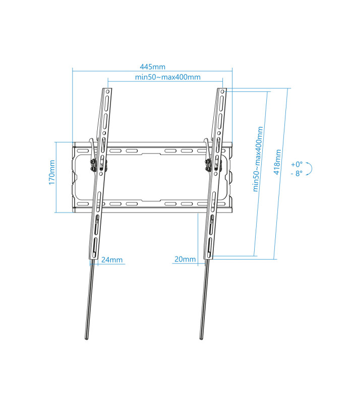 Soporte pared tv television monitor tooq lp1071t - b 32 pulgadas - 70 pulgadas carga maxima 45kg