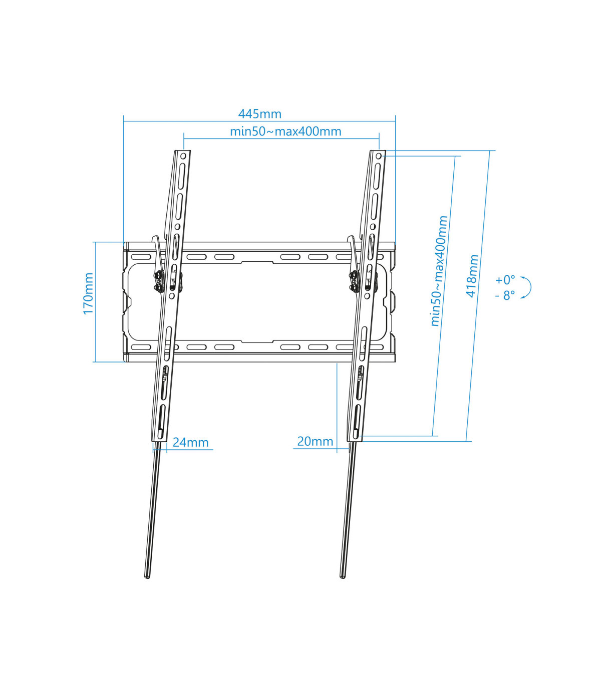 Soporte pared tv television monitor tooq lp1071t - b 32 pulgadas - 70 pulgadas carga maxima 45kg