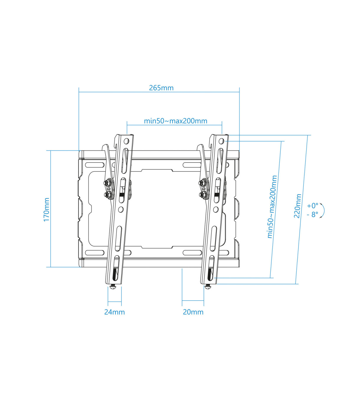 Soporte pared tv television monitor tooq lp1044t - b 23 pulgadas - 43 pulgadas carga maxima 45kg