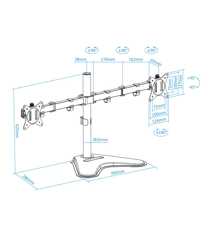 Soporte monitor de mesa tooq db1702tn - b 2 pantallas 17 pulgadas - 32 pulgadas carga maxima 9kg