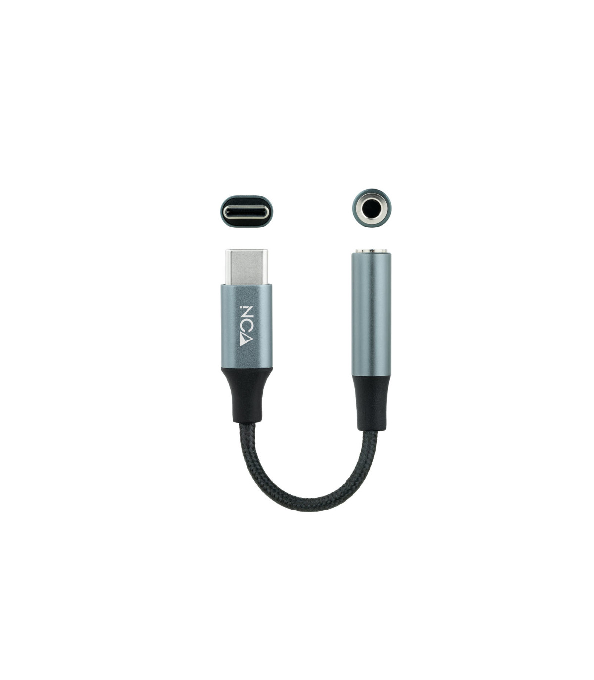 Cable adaptador usb c a jack 3.5mm nanocable 0.11m -  macho - hembra -  gris