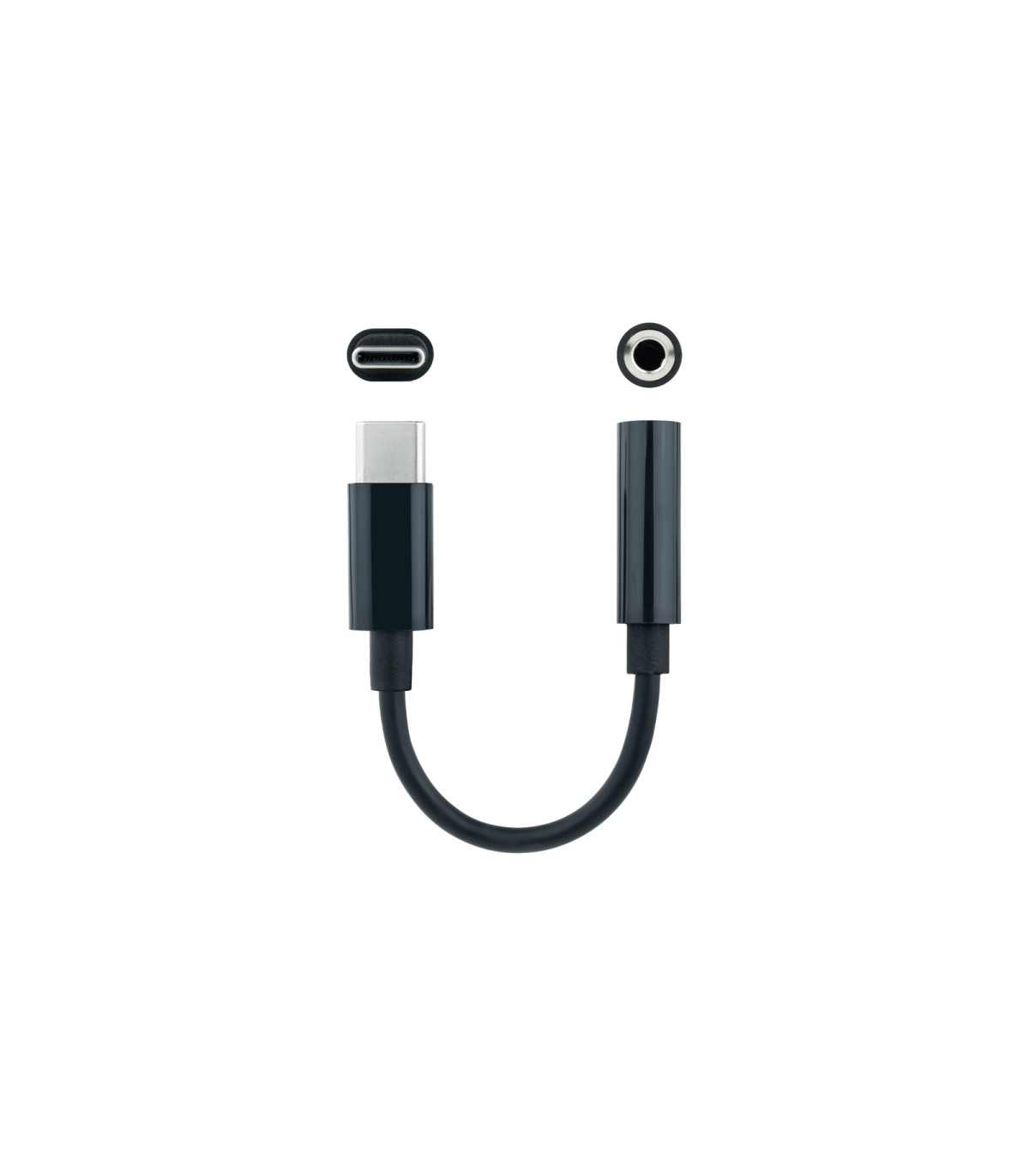 Cable adaptador usb c a jack 3.5mm nanocable 0.11m -  macho - hembra -  negro