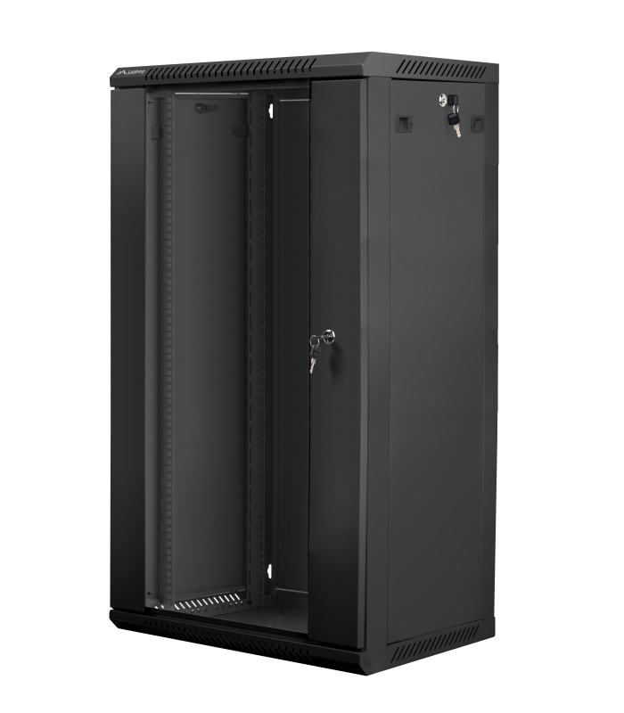 Armario lanberg mural rack 19 pulgadas 22u - 600x450 flat pack v2 negro
