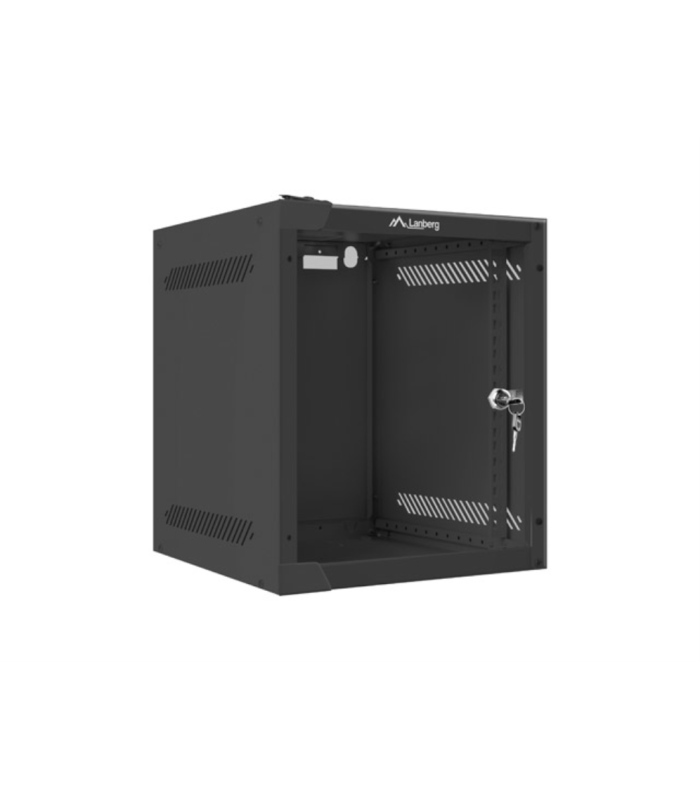 Armario lanberg mural rack 10 pulgadas 6u - 280x310 flat pack negro puerta cristal