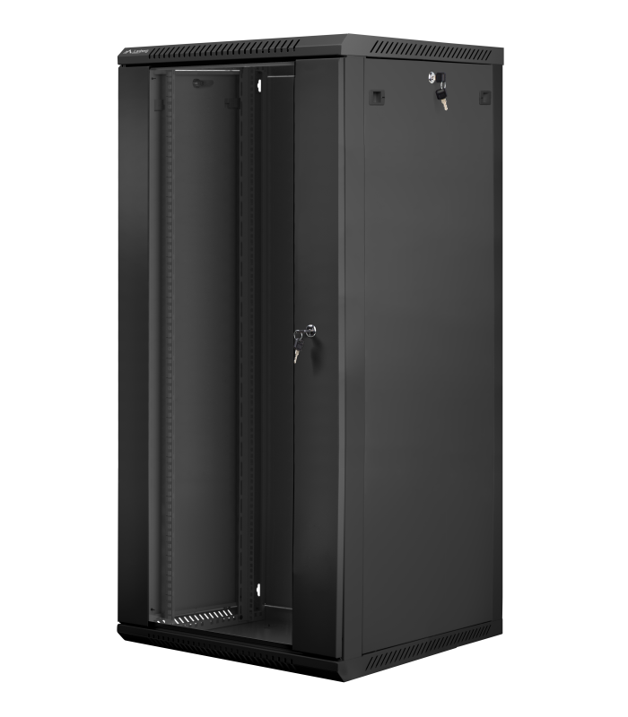 Armario lanberg mural rack 19 pulgadas 27u - 600x600 flat pack v2 negro