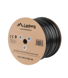 Bobina cat.5e lanberg utp rj45 solido cobre fluke tested awg24 305m negro