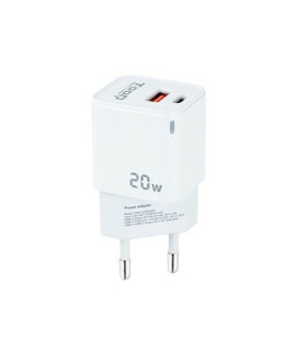 Cargador de pared tooq doble usb - c + usb a blanco 20w