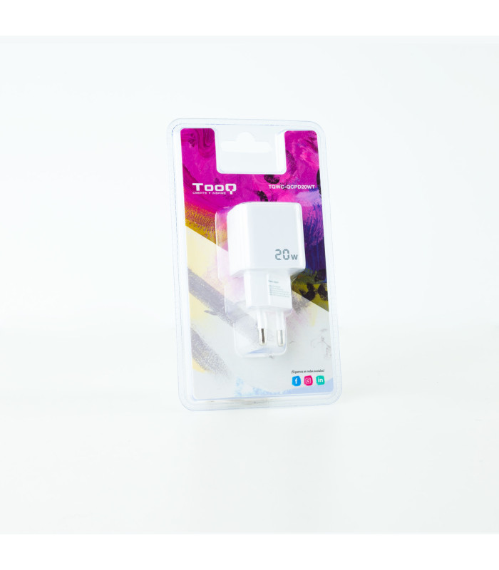 Cargador de pared tooq doble usb - c + usb a blanco 20w