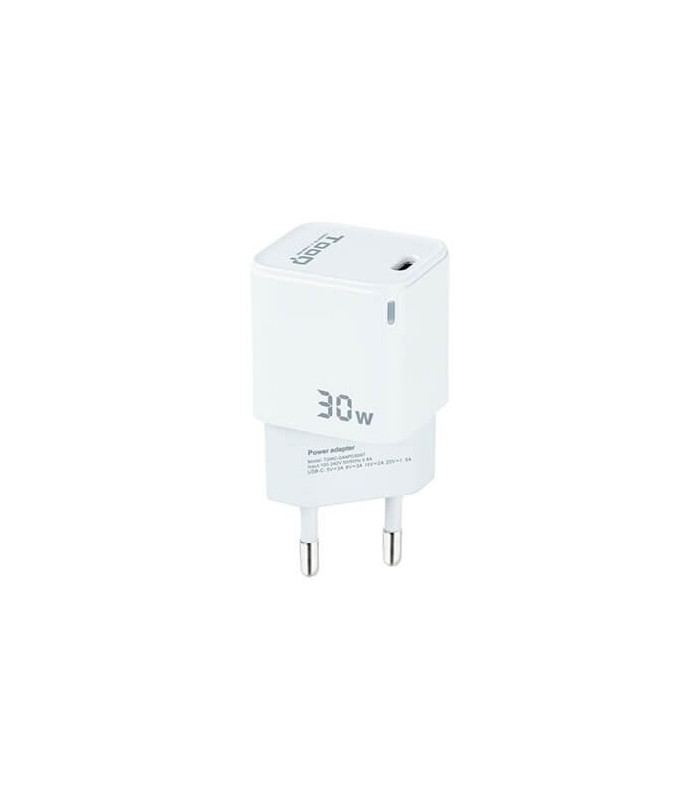 Cargador de pared tooq usb - c blanco 30w