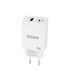 Cargador de pared tooq doble usb - c + usb a blanco 45w