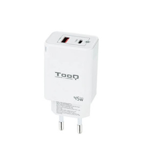 Cargador de pared tooq doble usb - c + usb a blanco 45w