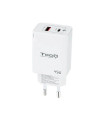 Cargador de pared tooq doble usb - c + usb a blanco 45w
