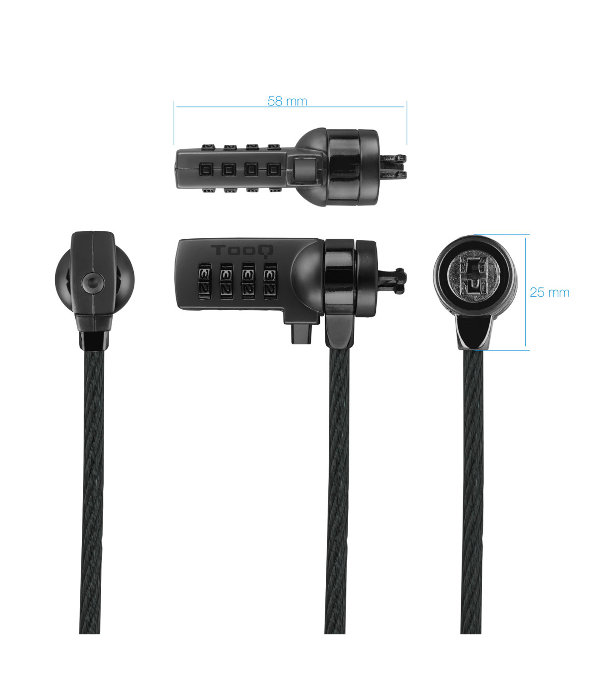 Cable tooq seguridad combinacion para portatiles 1.5m