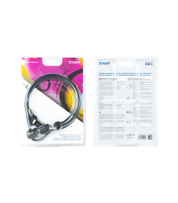 Cable tooq seguridad con llave para portatiles 1.5m