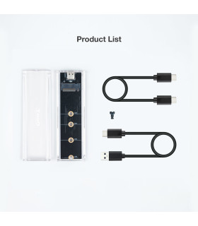 Caja externa tooq ssd m.2 ngff - nvme transparente rgb