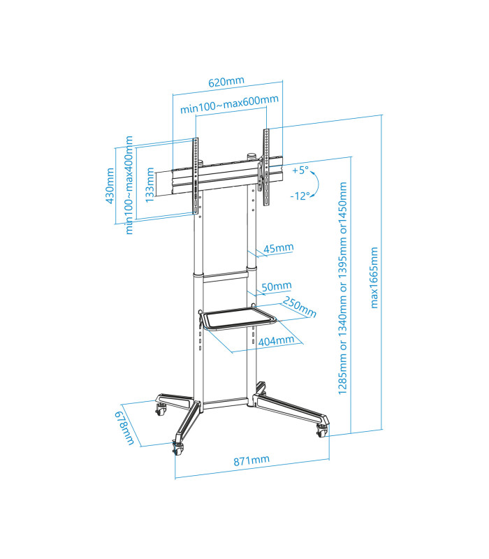 Soporte de suelo tv tooq fs1170m - b ramses 37 pulgadas -  70 pulgadas