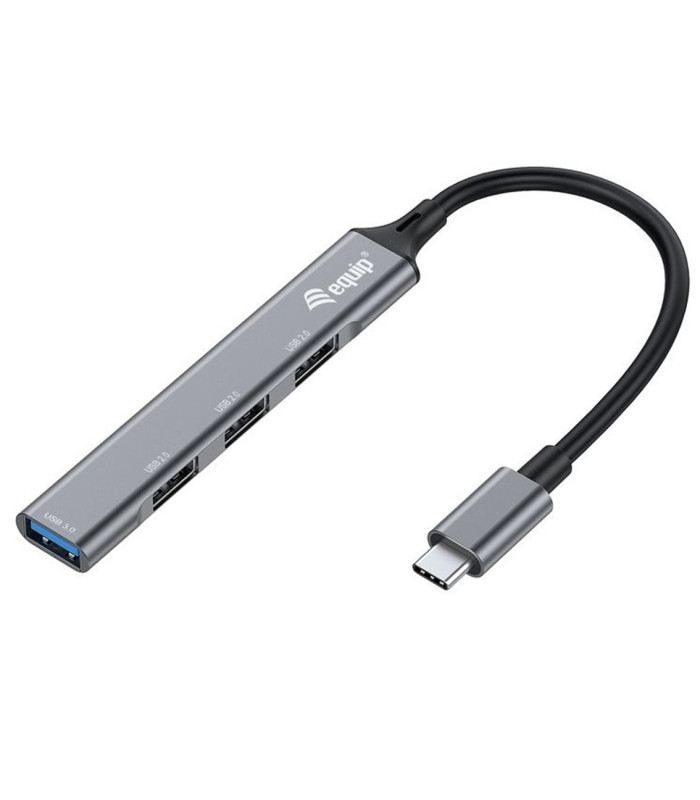 Hub usb tipo c equip life 1 x usb tipo c - 3 x usb 2.0 - aluminio