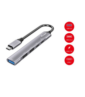 Hub usb tipo c 3.2 equip life 1 x usb 3.2 - 2 x usb 2.0 - 2 x usb tipo c - 100w - aluminio