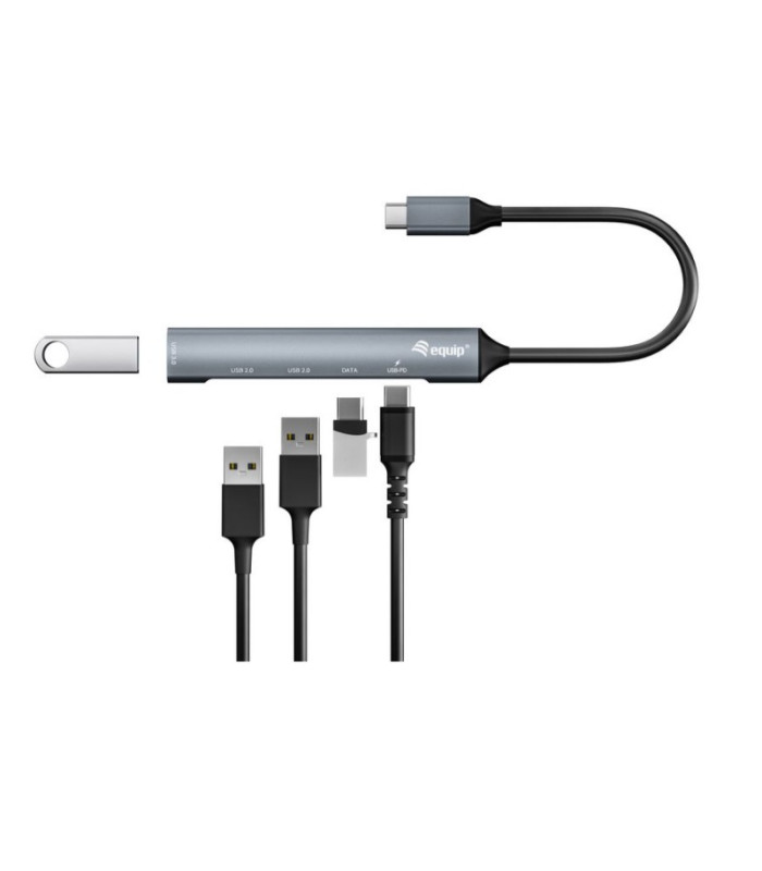 Hub usb tipo c 3.2 equip life 1 x usb 3.2 - 2 x usb 2.0 - 2 x usb tipo c - 100w - aluminio