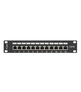 Patch panel lanberg 12 puertos 1u cat.5e 10 pulgadas blindado negro