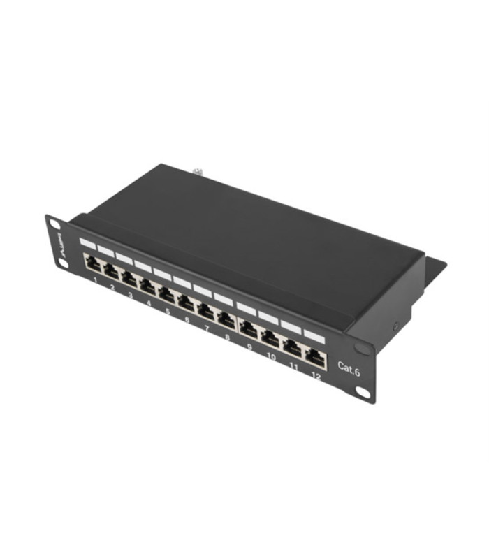 Patch panel lanberg 12 puertos 1u cat.6 10 pulgadas blindado negro
