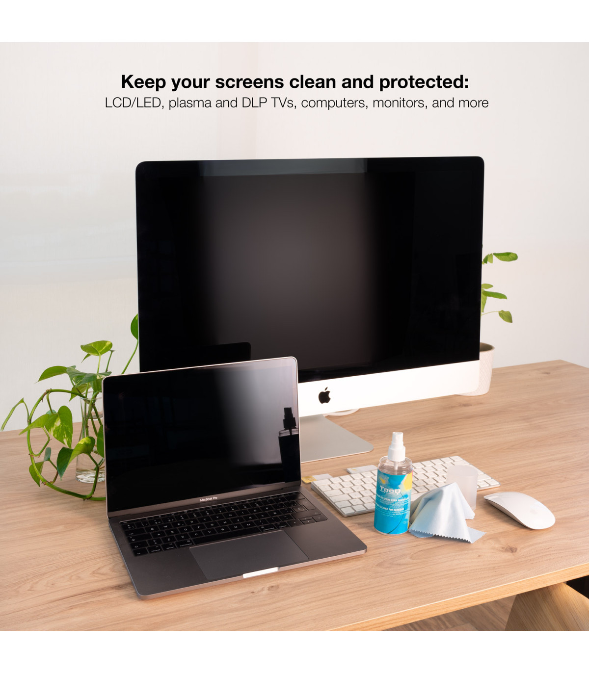 Kit spray tooq limpiador pantallas + paño microfibra