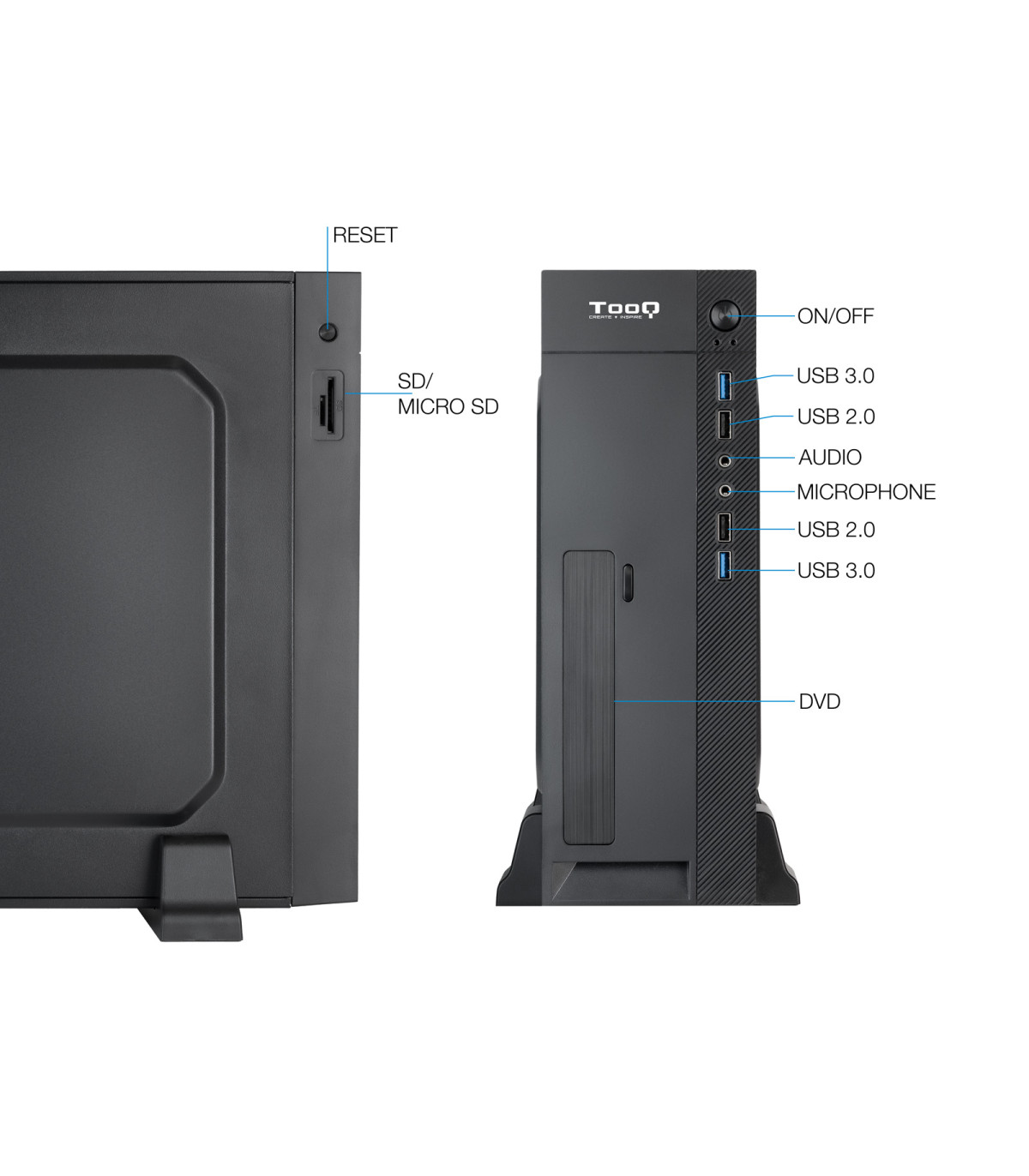Caja ordenador tooq slim matx tqc - 3008u3cd 500w lector tarjetas